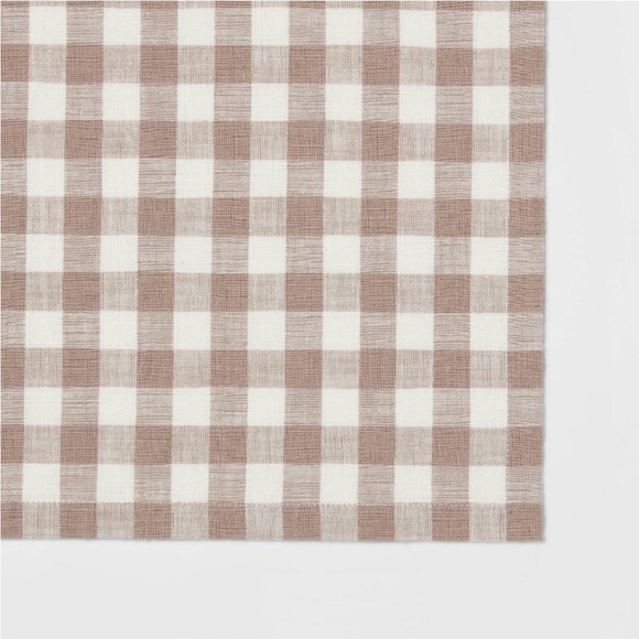 Threshold 60" x 84" Cotton Tablecloth gingham taupe NWt - Picture 3 of 4